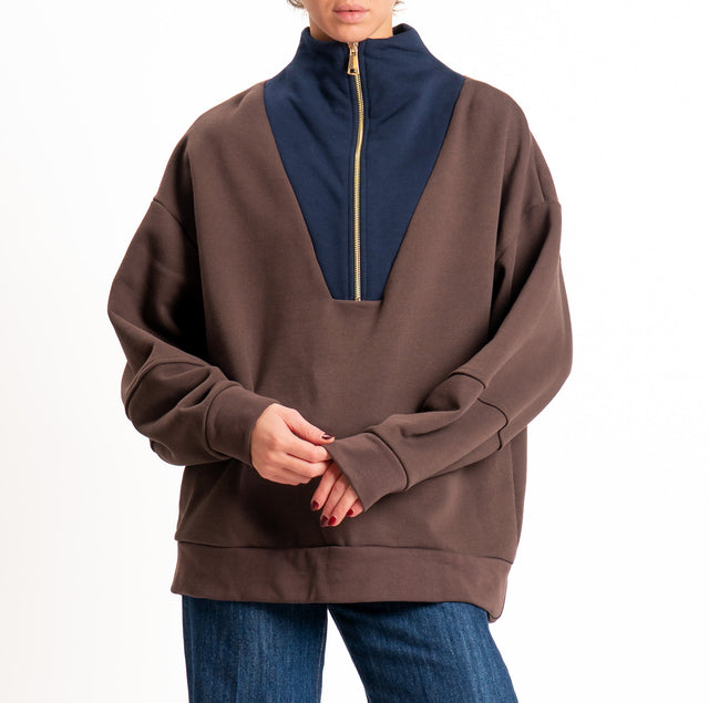Tensione in-Felpa zip jumper bicolore - moro/blu
