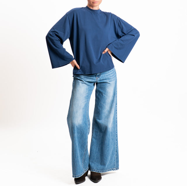 Tensione in-T-shirt scatola manica ampia - blu