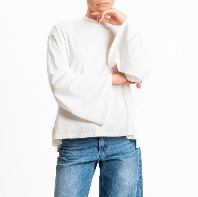 Tensione in-T-shirt scatola manica ampia - latte