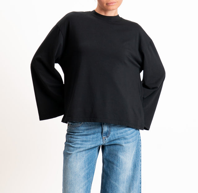 Tensione in-T-shirt scatola manica ampia - nero