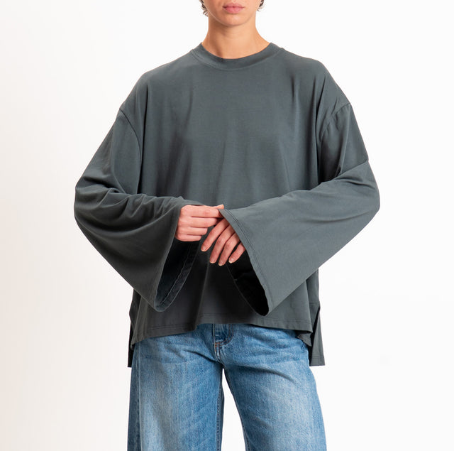 Tensione in-T-shirt scatola manica ampia - piombo