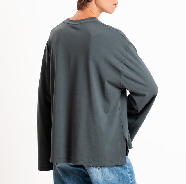 Tensione in-T-shirt scatola manica ampia - piombo