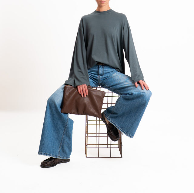 Tensione in-T-shirt scatola manica ampia - piombo