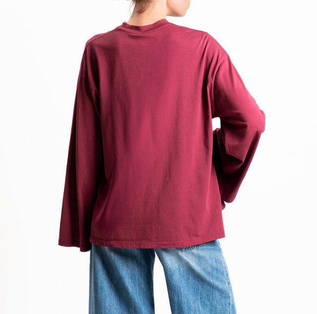 Tensione in-T-shirt scatola manica ampia - Bordeaux