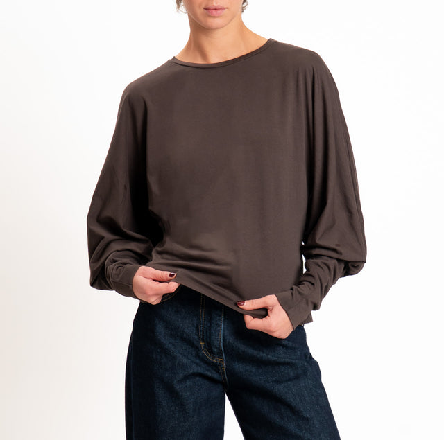 Tensione in-T-shirt wide sleeve - moro