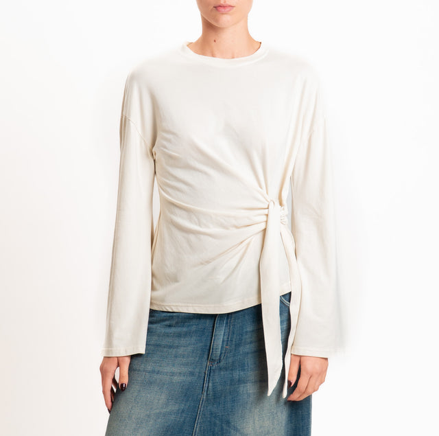 Tensione in-T-shirt manica ampia con nodo - burro