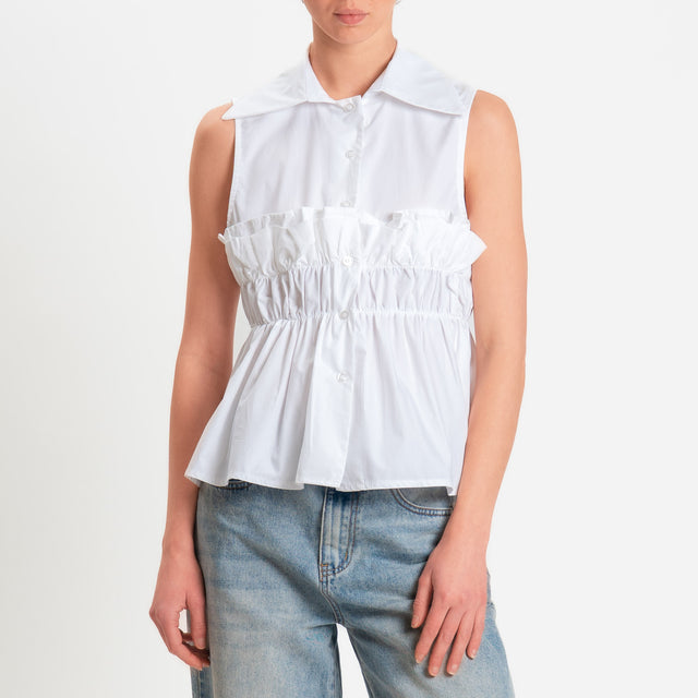 Tensione in-Camicia smanicata elastico in vita - bianco