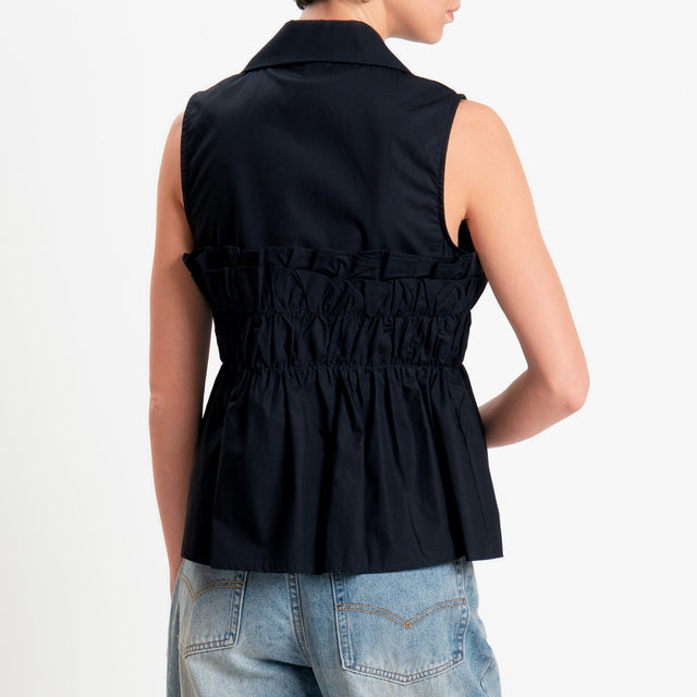 Tensione in-Camicia smanicata elastico in vita - nero