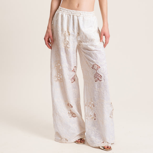 Tensione in-Pantalone pizzo sangallo - burro