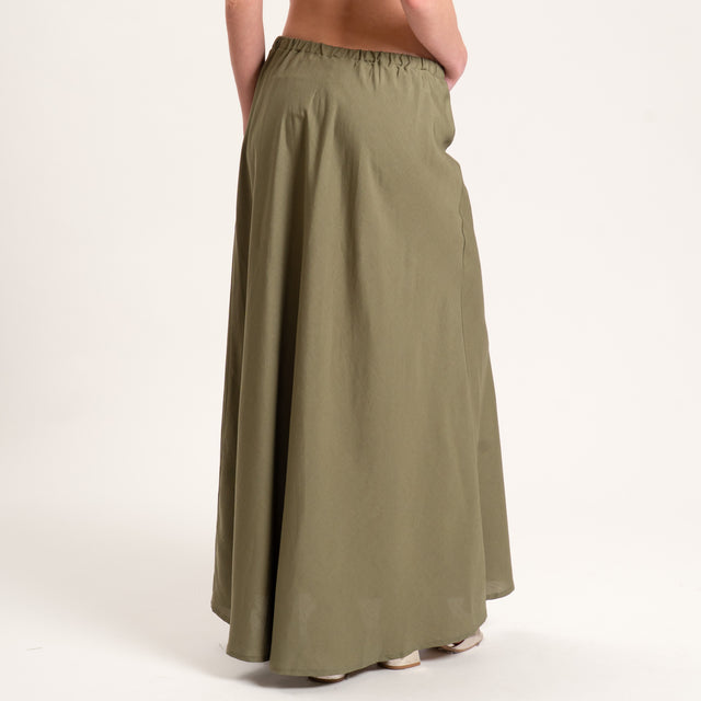 Tensione in-Completo top e gonna misto lino - militare