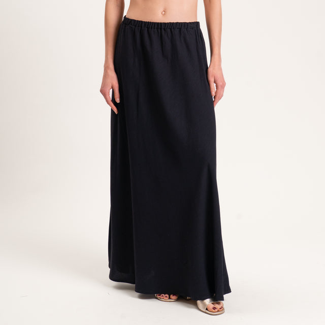 Tensione in-Completo top e gonna misto lino - nero