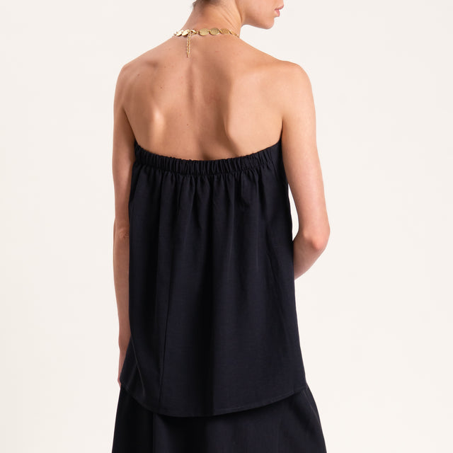 Tensione in-Completo top e gonna misto lino - nero