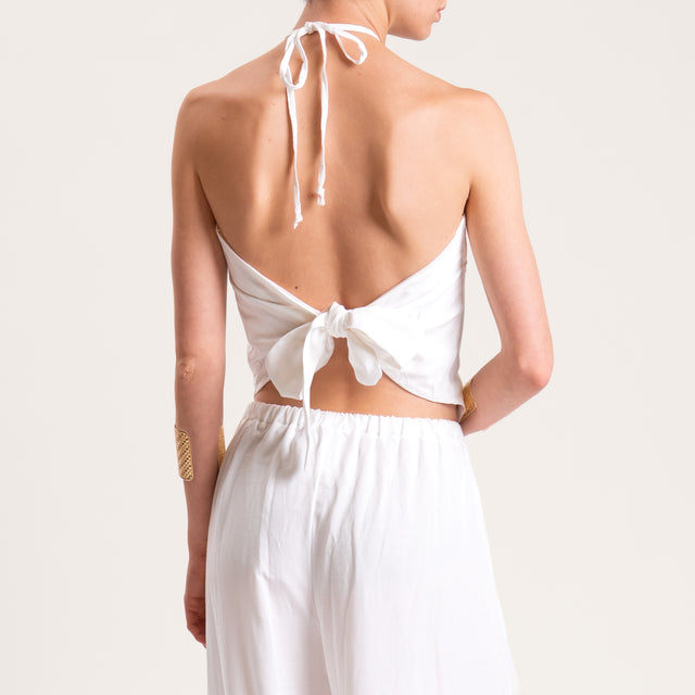 Tensione in-Completo top e pantalone misto lino - panna