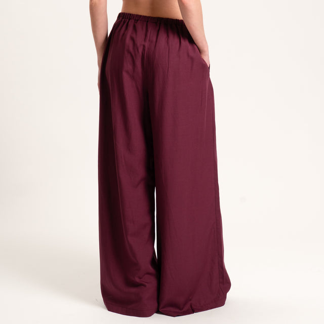 Tensione in-Completo top e pantalone misto lino - prugna