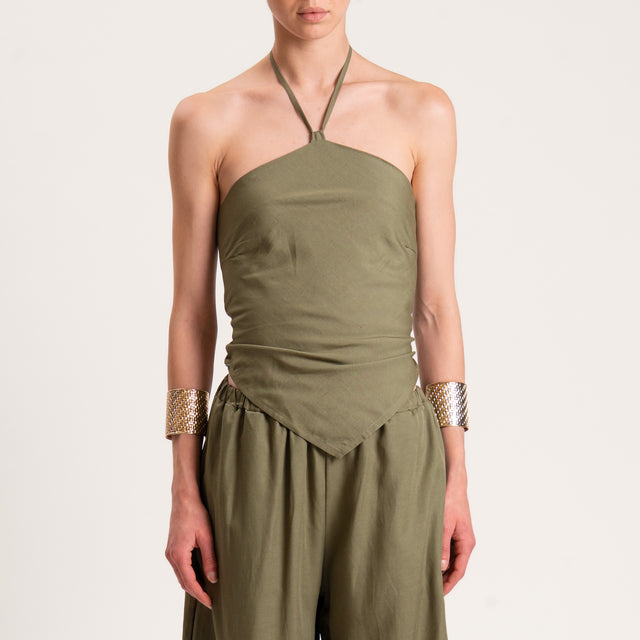 Tensione in-Completo top e pantalone misto lino - militare