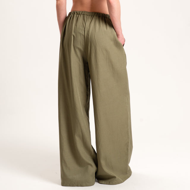 Tensione in-Completo top e pantalone misto lino - militare