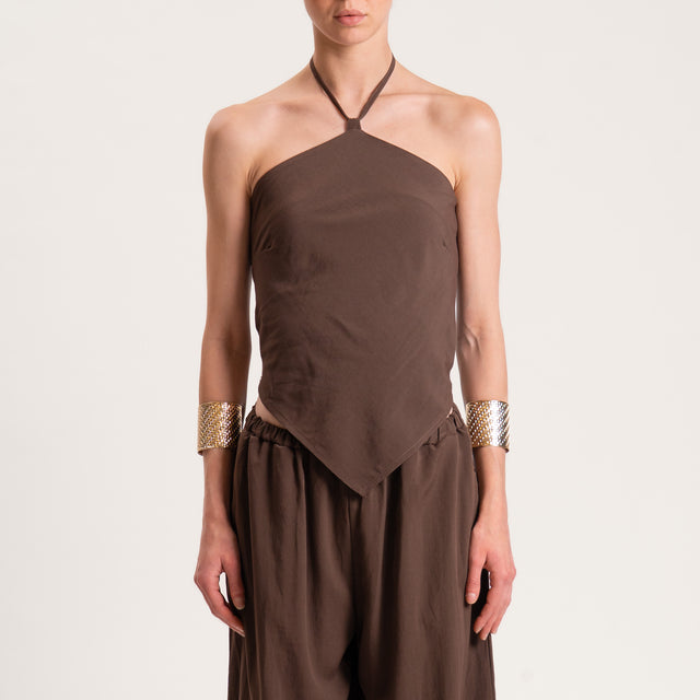 Tensione in-Completo top e pantalone misto lino - moro