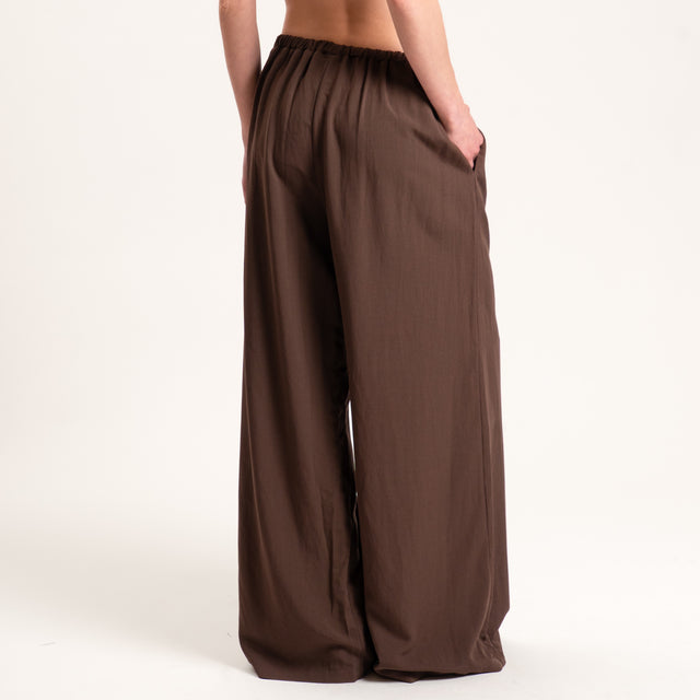 Tensione in-Completo top e pantalone misto lino - moro