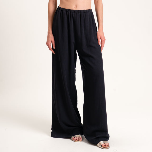 Tensione in-Completo top e pantalone misto lino - nero