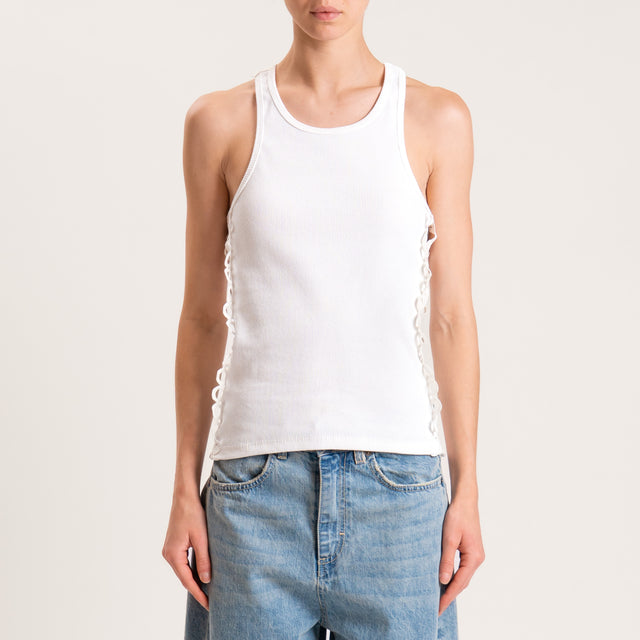 Tensione in-Top a costine con pizzo - bianco