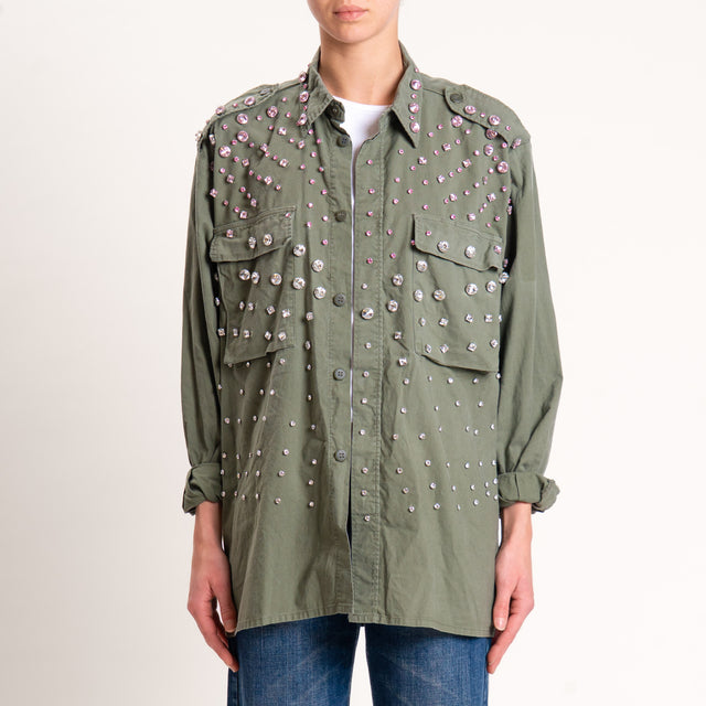 Tensione in-Camicia vintage con applicazioni - militare