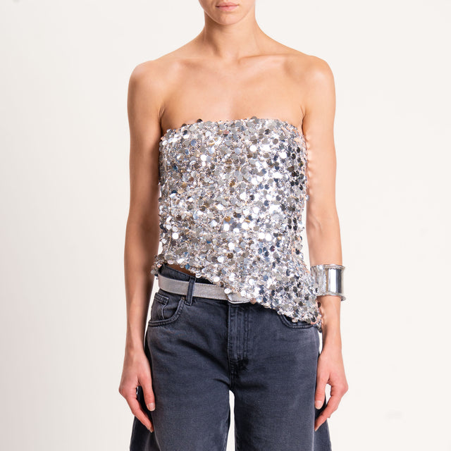 Tensione in-Top fascia con paillettes - argento