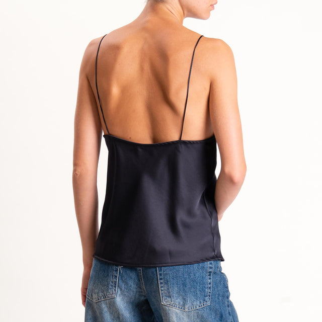 Tensione in-Top satin con pizzo - nero