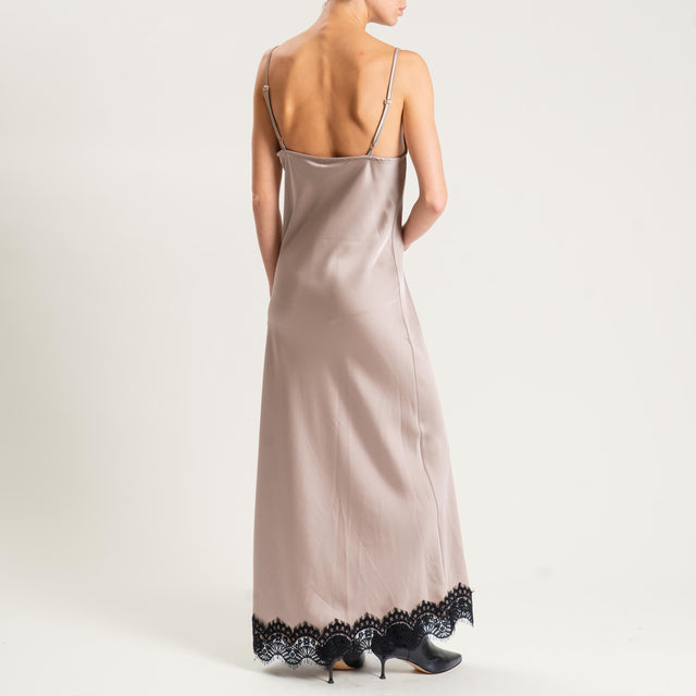 Tensione in-Abito satin bordi in pizzo - platino
