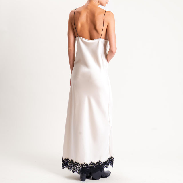 Tensione in-Abito satin bordi in pizzo - avorio