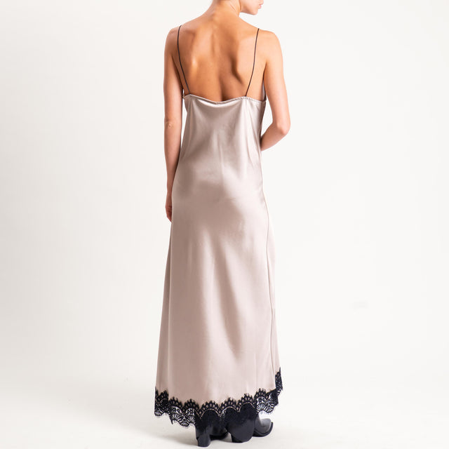 Tensione in-Abito satin bordi in pizzo - platino