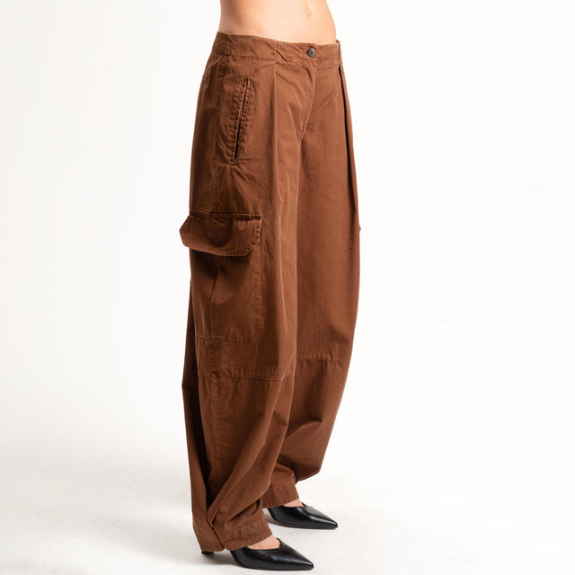 Tensione in-Pantalone cargo wide leg - moro