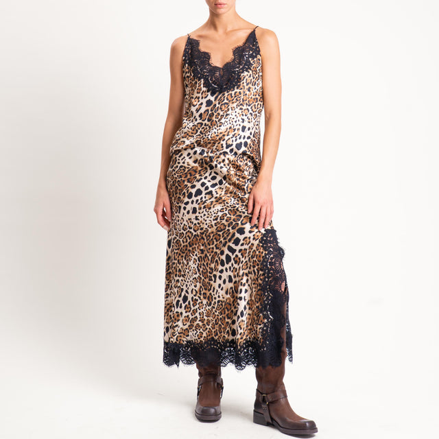 Tensione in- Gonna animalier elastico in vita con - beige/nero*
