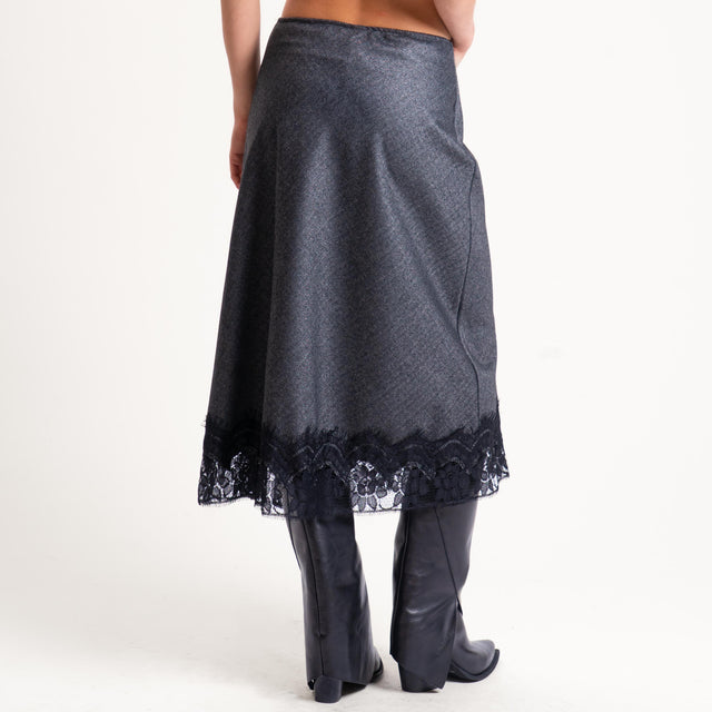 Tensione in-Gonna spinata con pizzo - grigio