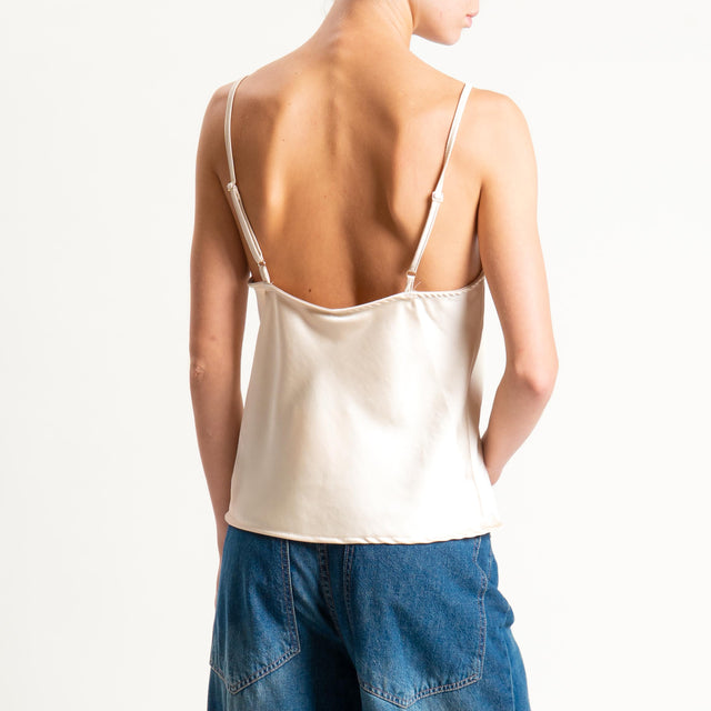 Tensione in-Top satin con pizzo - avorio/avorio