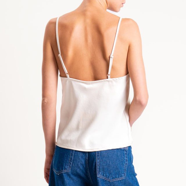Tensione in-Top satin con pizzo - avorio