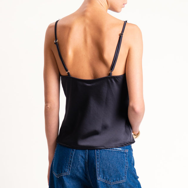 Tensione in-Top satin con pizzo - nero