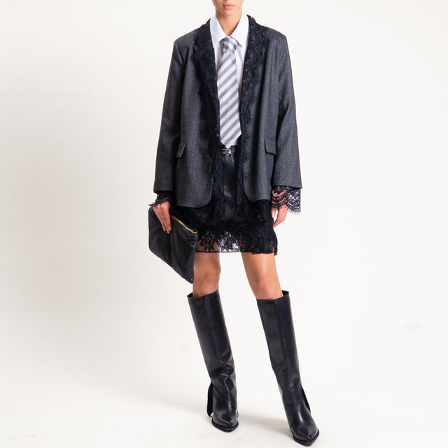 Tensione in-Minigonna spinata con pizzo - grigio