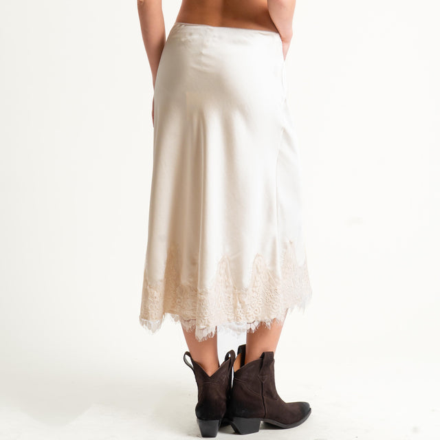 Tensione in-Gonna satin con pizzo - avorio