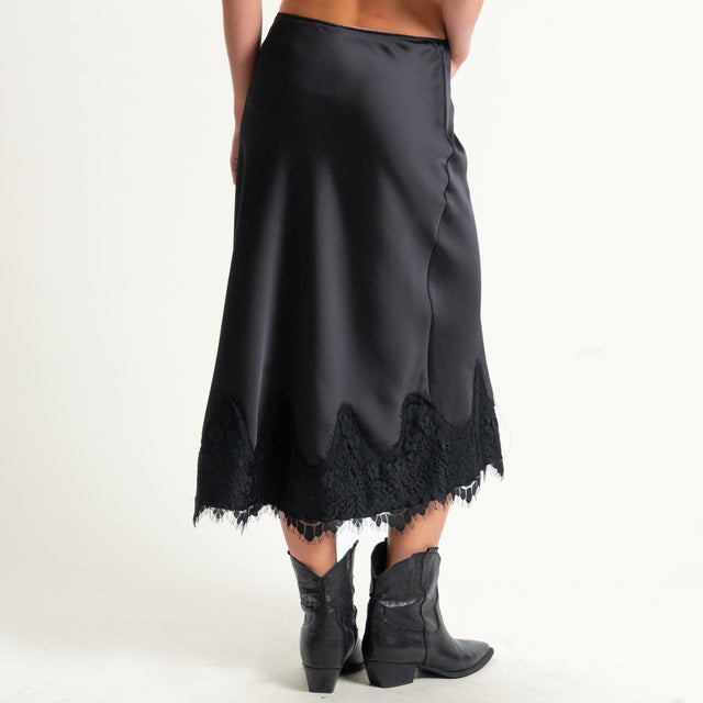 Tensione in-Gonna satin con pizzo - nero