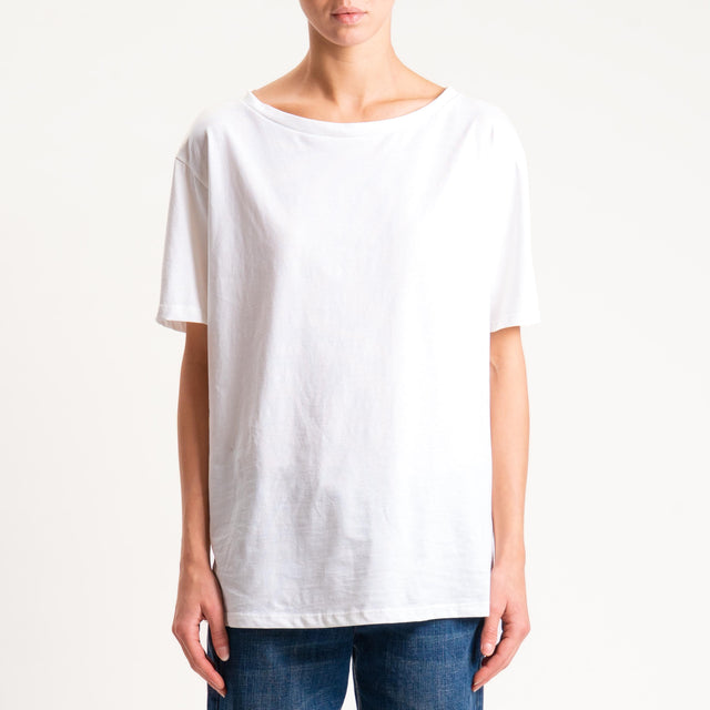 Tensione in- T-shirt over scollo barca - panna