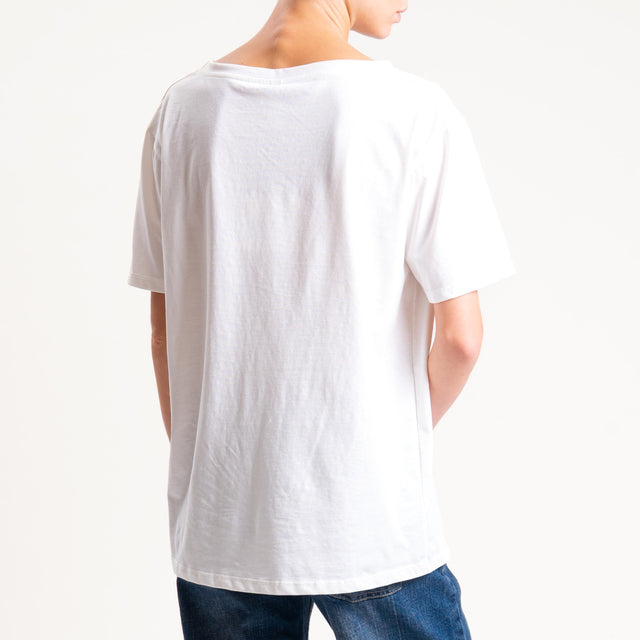 Tensione in- T-shirt over scollo barca - panna