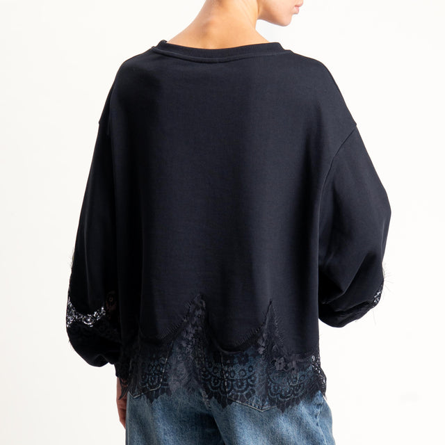 Tensione in- Felpa con pizzo - nero