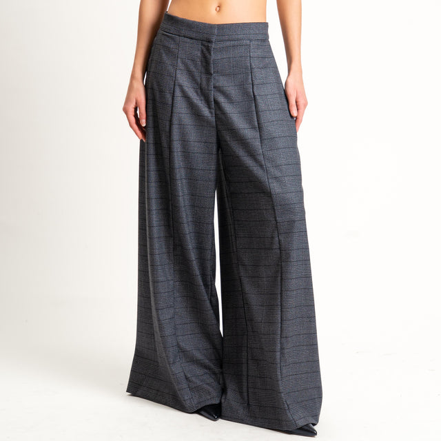 Tensione in- Pantalone principe di galles wide leg cucitura centrale - grigio