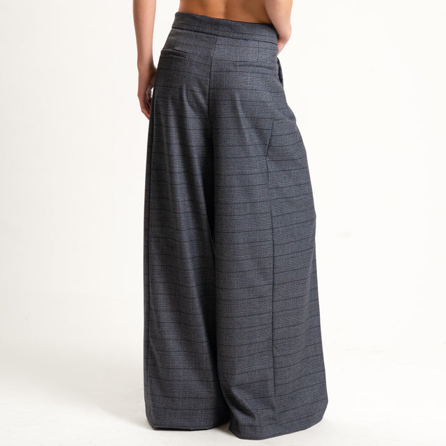 Tensione in- Pantalone principe di galles wide leg cucitura centrale - grigio