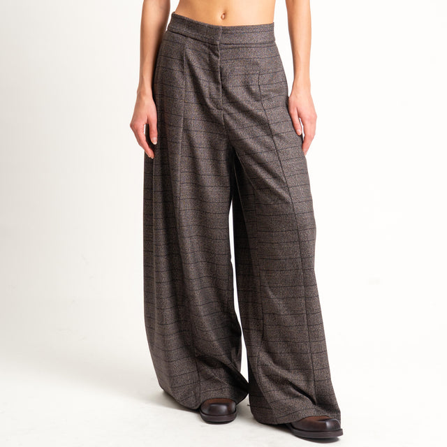 Tensione in- Pantalone principe di galles wide leg - moro