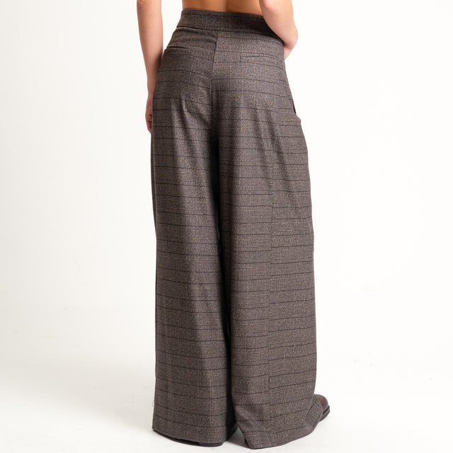 Tensione in- Pantalone principe di galles wide leg - moro
