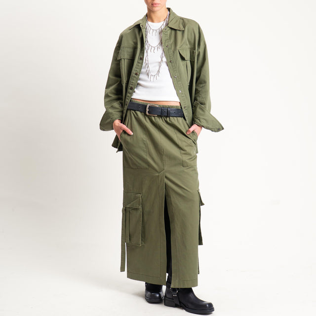 Tensione in- Giacca camicia over con superpocket - Verde