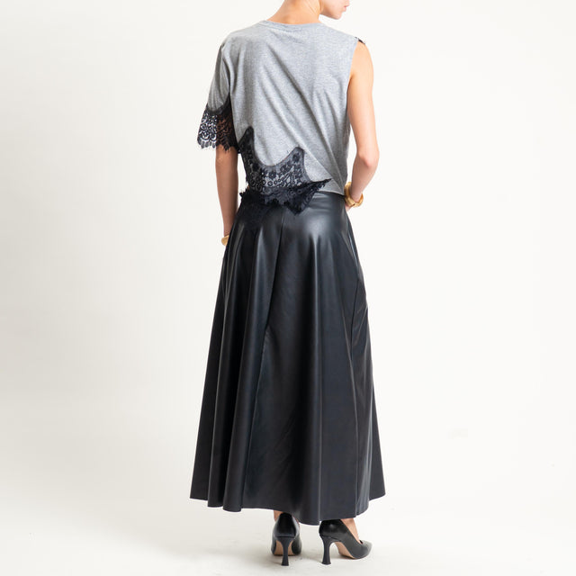 Tensione in-Abito cut out doppio tessuto con pizzo - grigio/nero