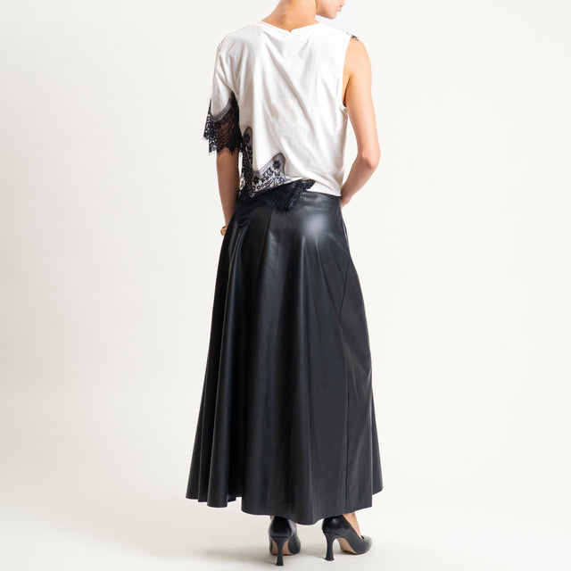 Tensione in-Abito cut out doppio tessuto con pizzo - bianco/nero