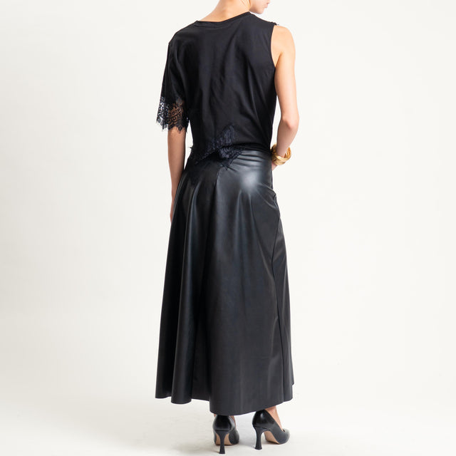 Tensione in-Abito cut out doppio tessuto con pizzo - nero/nero